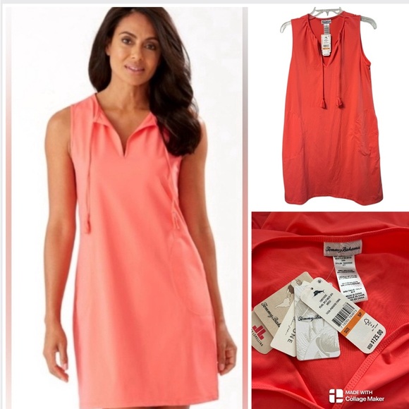 NWT Tommy Bahama Pearl split neck spa dress - Picture 1 of 9